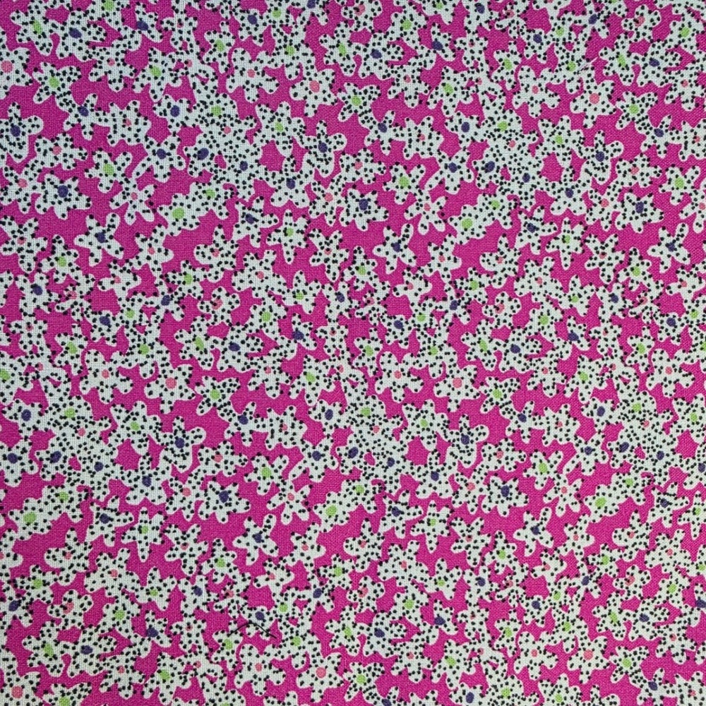 Fabric Pink White Floral Dotted Print 44in x 2.5yd